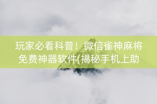 玩家必看科普！微信雀神麻将免费神器软件(揭秘手机上助赢神器购买)