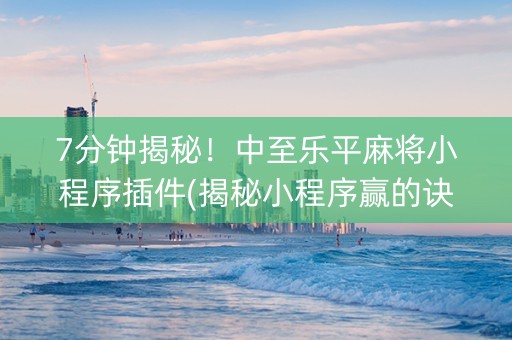 7分钟揭秘！中至乐平麻将小程序插件(揭秘小程序赢的诀窍)