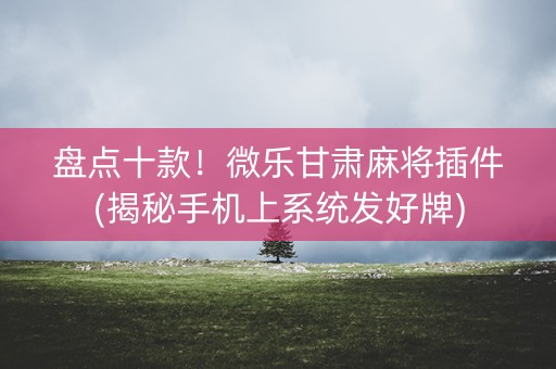 盘点十款！微乐甘肃麻将插件(揭秘手机上系统发好牌)