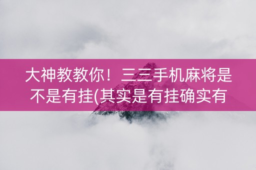 大神教教你！三三手机麻将是不是有挂(其实是有挂确实有挂)
