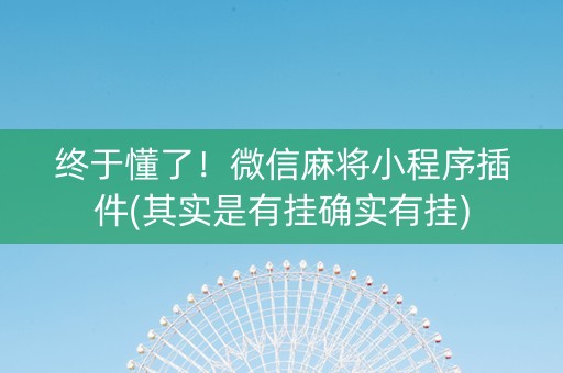 终于懂了！微信麻将小程序插件(其实是有挂确实有挂)