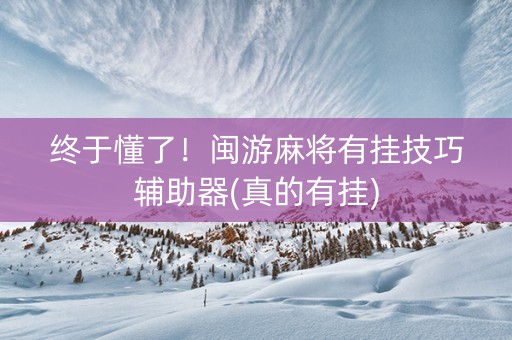 终于懂了！闽游麻将有挂技巧辅助器(真的有挂)