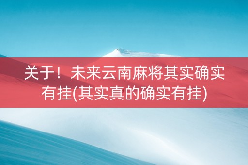 关于！未来云南麻将其实确实有挂(其实真的确实有挂)