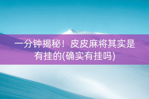 一分钟揭秘！皮皮麻将其实是有挂的(确实有挂吗)