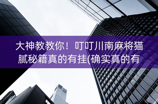 大神教教你！叮叮川南麻将猫腻秘籍真的有挂(确实真的有挂)
