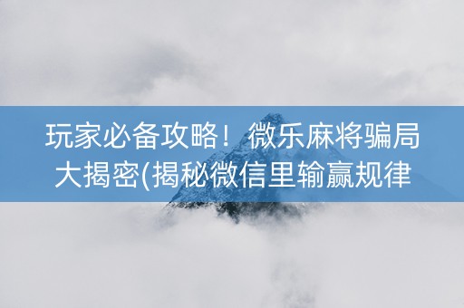 玩家必备攻略！微乐麻将骗局大揭密(揭秘微信里输赢规律)