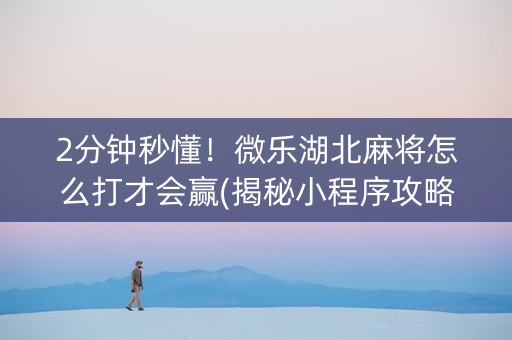 2分钟秒懂！微乐湖北麻将怎么打才会赢(揭秘小程序攻略插件)