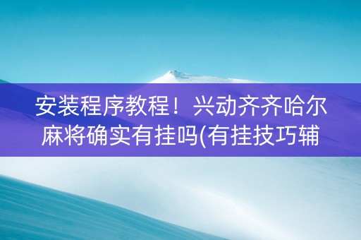 安装程序教程！兴动齐齐哈尔麻将确实有挂吗(有挂技巧辅助器)