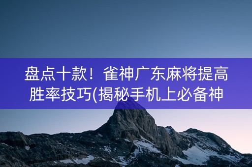 盘点十款！雀神广东麻将提高胜率技巧(揭秘手机上必备神器)