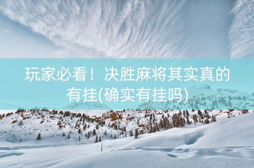 玩家必看！决胜麻将其实真的有挂(确实有挂吗)