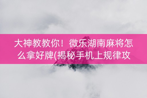 大神教教你！微乐湖南麻将怎么拿好牌(揭秘手机上规律攻略)