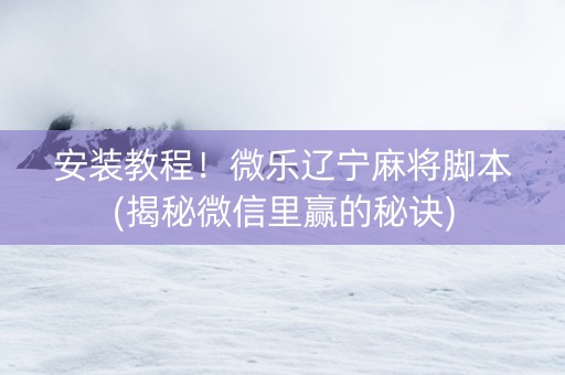 安装教程！微乐辽宁麻将脚本(揭秘微信里赢的秘诀)