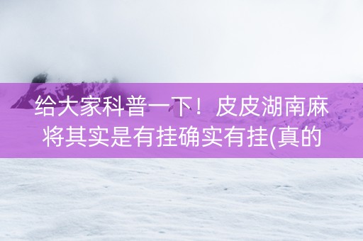 给大家科普一下！皮皮湖南麻将其实是有挂确实有挂(真的确实是有挂)