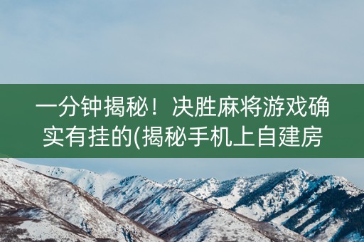 一分钟揭秘！决胜麻将游戏确实有挂的(揭秘手机上自建房怎么赢)