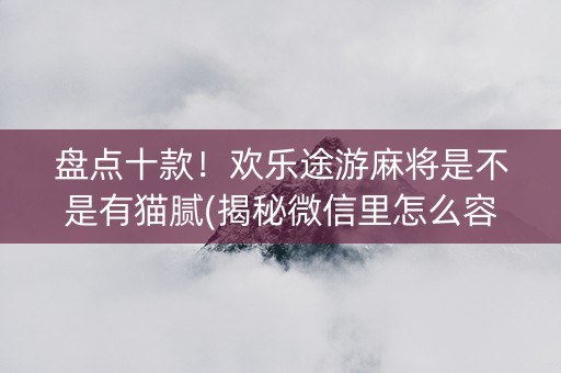盘点十款！欢乐途游麻将是不是有猫腻(揭秘微信里怎么容易赢)