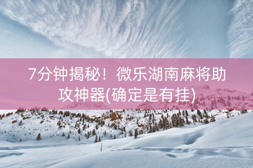7分钟揭秘！微乐湖南麻将助攻神器(确定是有挂)