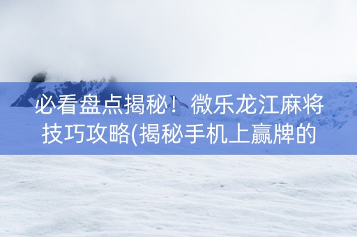 必看盘点揭秘！微乐龙江麻将技巧攻略(揭秘手机上赢牌的技巧)