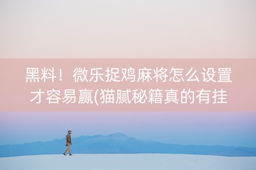 黑料！微乐捉鸡麻将怎么设置才容易赢(猫腻秘籍真的有挂)
