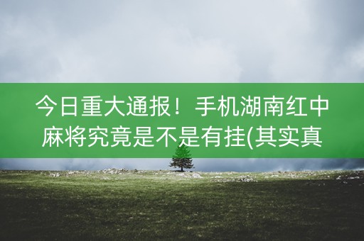 今日重大通报！手机湖南红中麻将究竟是不是有挂(其实真的有挂)