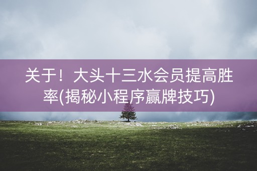 关于！大头十三水会员提高胜率(揭秘小程序赢牌技巧)