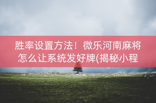 胜率设置方法！微乐河南麻将怎么让系统发好牌(揭秘小程序攻略插件)
