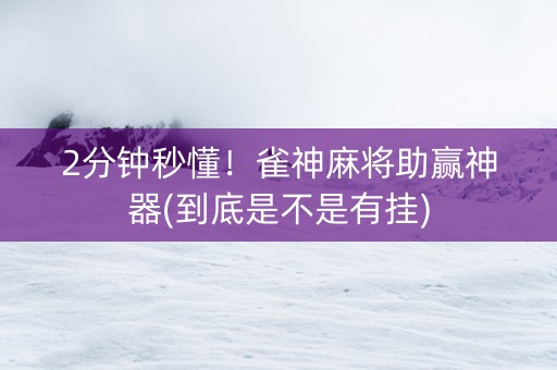 2分钟秒懂！雀神麻将助赢神器(到底是不是有挂)