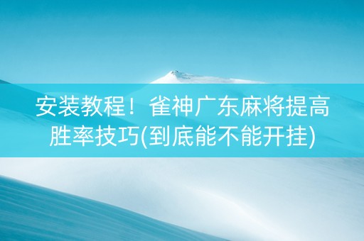 安装教程！雀神广东麻将提高胜率技巧(到底能不能开挂)
