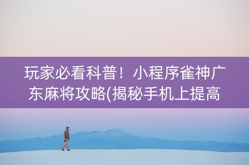 玩家必看科普！小程序雀神广东麻将攻略(揭秘手机上提高赢的概率)