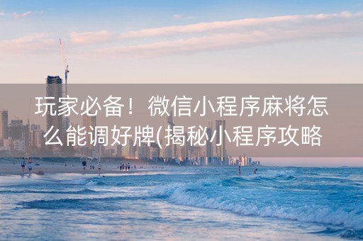 玩家必备！微信小程序麻将怎么能调好牌(揭秘小程序攻略插件)
