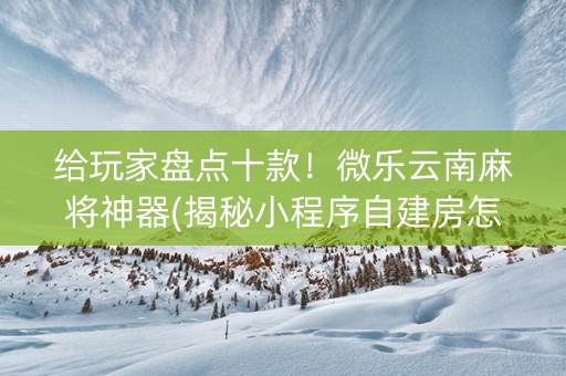给玩家盘点十款！微乐云南麻将神器(揭秘小程序自建房怎么赢)