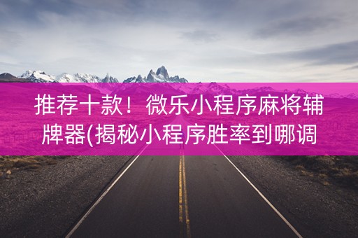 推荐十款！微乐小程序麻将辅牌器(揭秘小程序胜率到哪调)