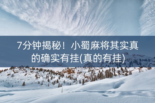 7分钟揭秘！小蜀麻将其实真的确实有挂(真的有挂)