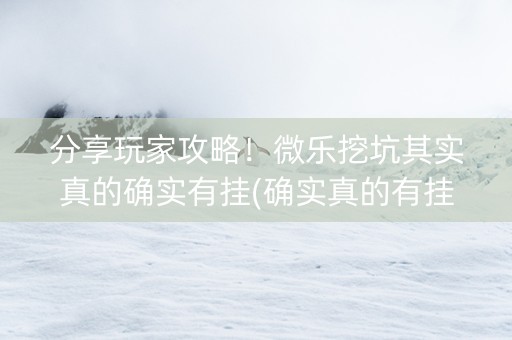 分享玩家攻略！微乐挖坑其实真的确实有挂(确实真的有挂)