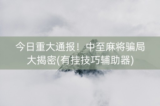 今日重大通报！中至麻将骗局大揭密(有挂技巧辅助器)