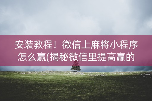 安装教程！微信上麻将小程序怎么赢(揭秘微信里提高赢的概率)