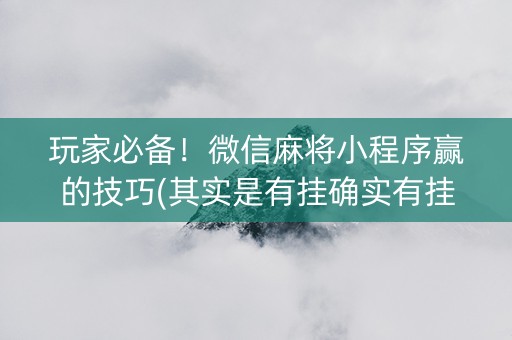 玩家必备！微信麻将小程序赢的技巧(其实是有挂确实有挂)