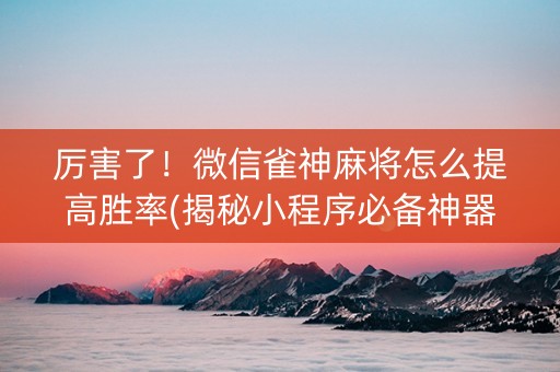 厉害了！微信雀神麻将怎么提高胜率(揭秘小程序必备神器)