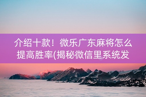 介绍十款！微乐广东麻将怎么提高胜率(揭秘微信里系统发好牌)