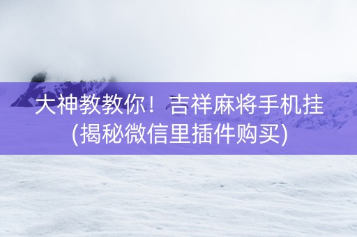 大神教教你！吉祥麻将手机挂(揭秘微信里插件购买)