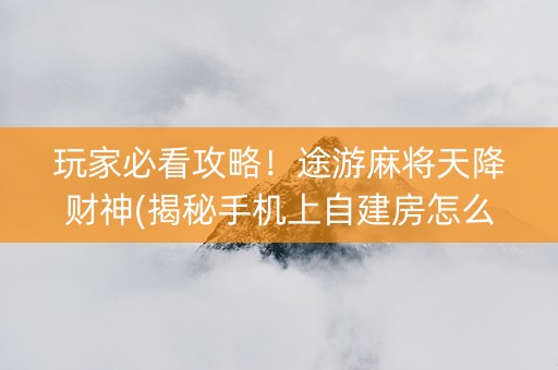 玩家必看攻略！途游麻将天降财神(揭秘手机上自建房怎么赢)