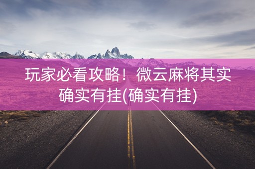 玩家必看攻略！微云麻将其实确实有挂(确实有挂)