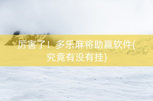 厉害了！多乐麻将助赢软件(究竟有没有挂)