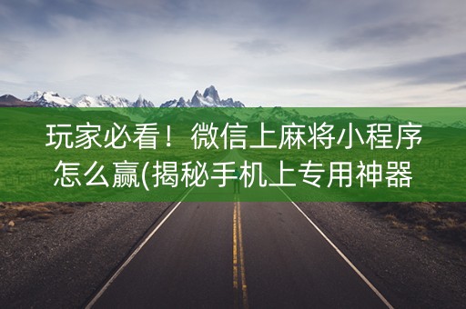 玩家必看！微信上麻将小程序怎么赢(揭秘手机上专用神器下载)