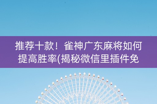 推荐十款！雀神广东麻将如何提高胜率(揭秘微信里插件免费)