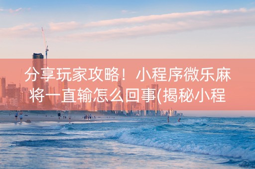 分享玩家攻略！小程序微乐麻将一直输怎么回事(揭秘小程序攻略插件)