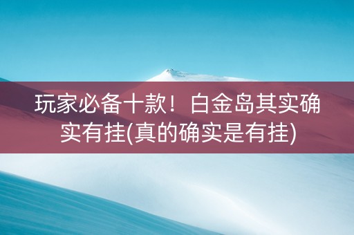 玩家必备十款！白金岛其实确实有挂(真的确实是有挂)