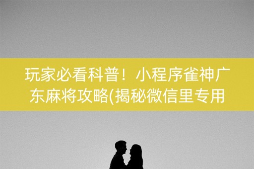 玩家必看科普！小程序雀神广东麻将攻略(揭秘微信里专用神器)