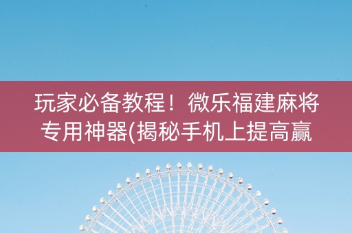 玩家必备教程！微乐福建麻将专用神器(揭秘手机上提高赢的概率)