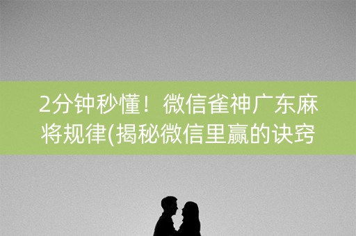 2分钟秒懂！微信雀神广东麻将规律(揭秘微信里赢的诀窍)