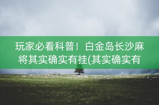 玩家必看科普！白金岛长沙麻将其实确实有挂(其实确实有挂)